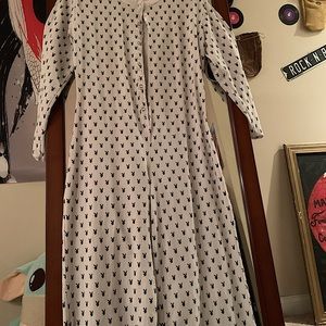(White)Playboy onesie with Patterned Rabbit Heads. Size:medium